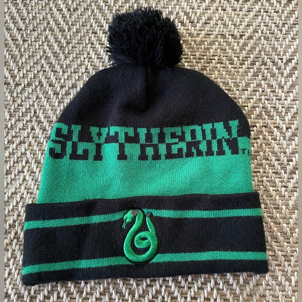 Harry Potter One Size Green/Black Slytherin Snake Pom Watchman Beanie Hat